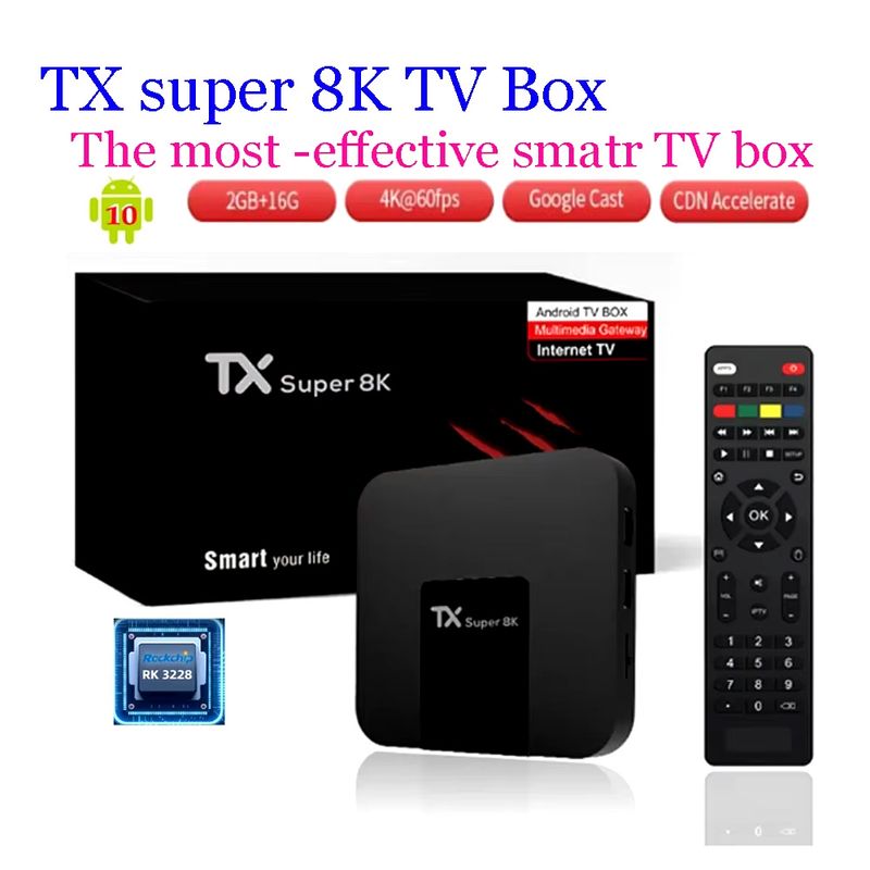 TX Super 8K TV 2GB 16GB android Box with FREE over 20000 channels  FREE life Time