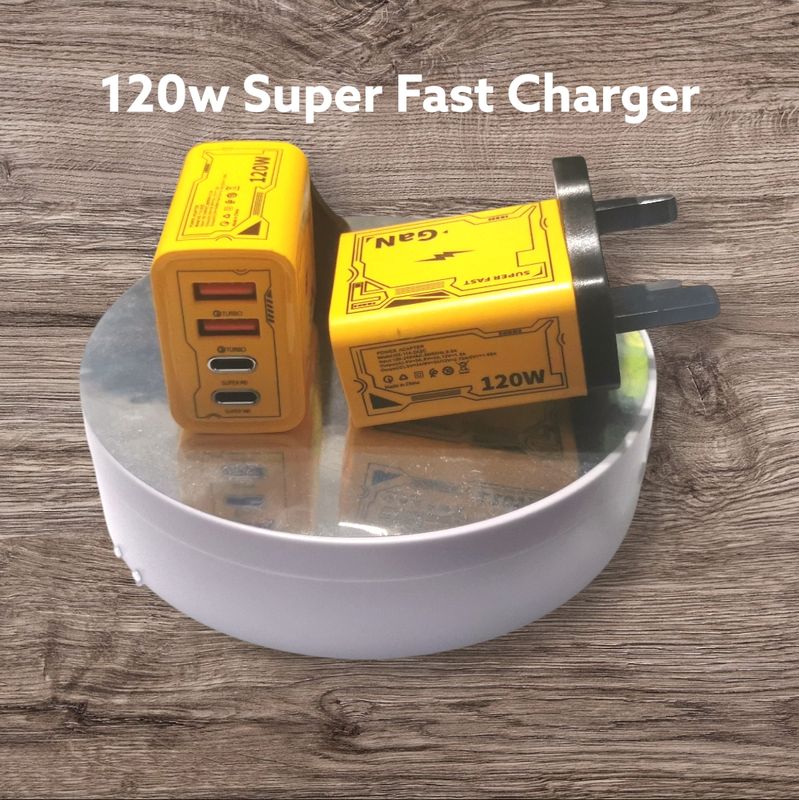 120W Fast Charging 4 Ports USB C Wall Charger QC3.0 PD Power Adapter for iPhone 16 15 for Huawei for Samsung for Xiaomi