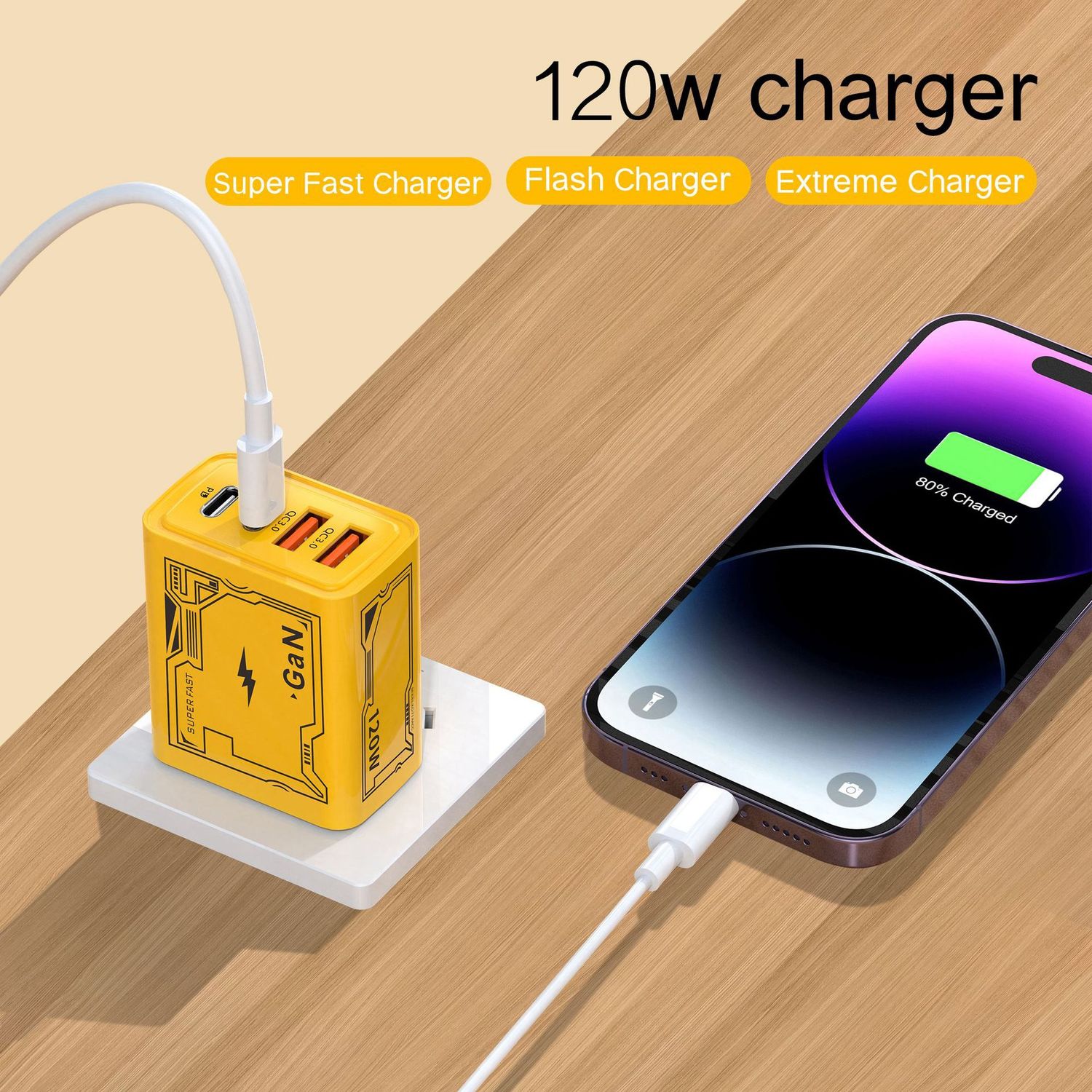 4 Ports 120W Charger Type-C PD Fast Charging Charger EU Plug 3.0 USB Adapter For iPhone Samsung Xiaomi PD USB Generic Charger