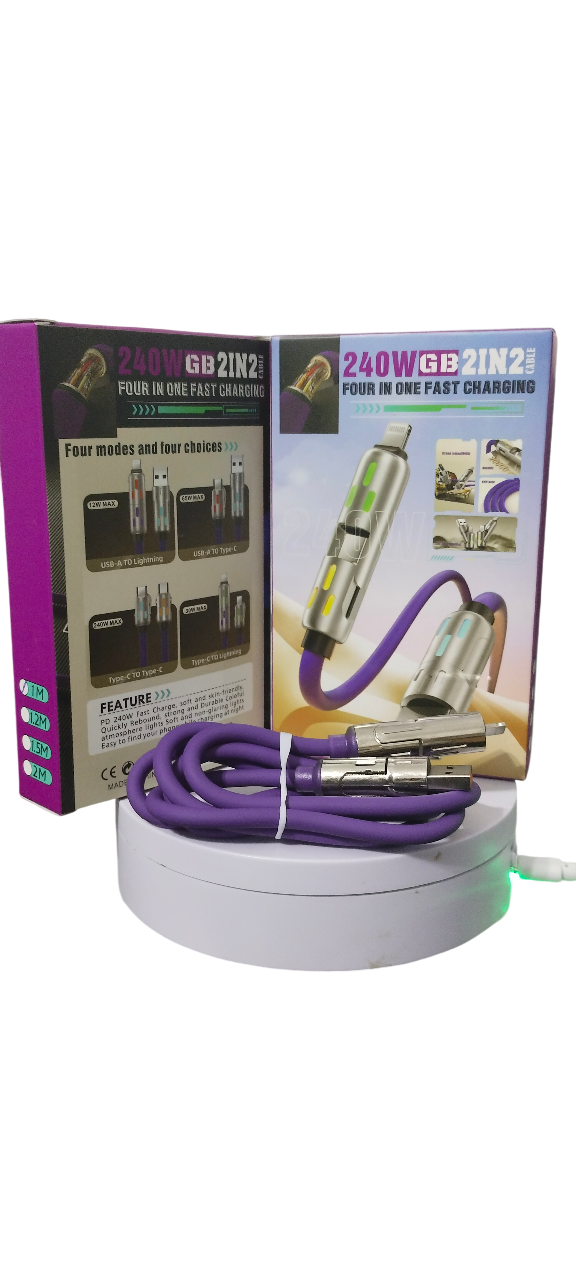 [Super Fast Charging] 100W Super Fast Charging Data Cable | 4in1 Functional | Liquid Silicone Aluminum Alloy | Super Fast Charging | USB Type-C