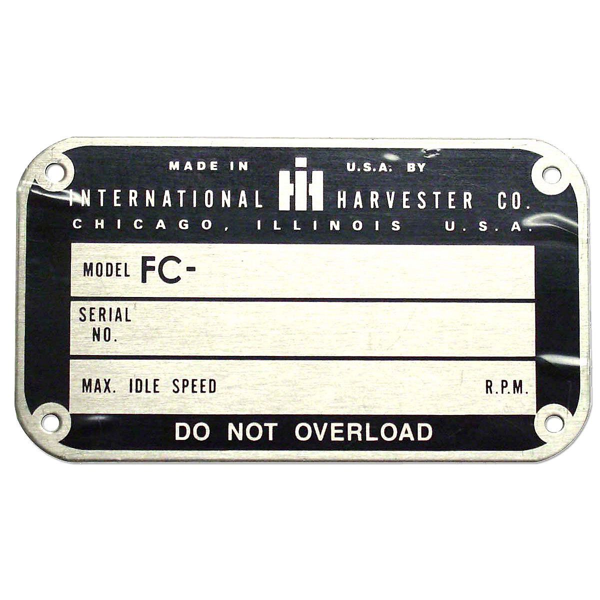 Later Style Serial Number Tag (1950 And Up) IHS289BFC