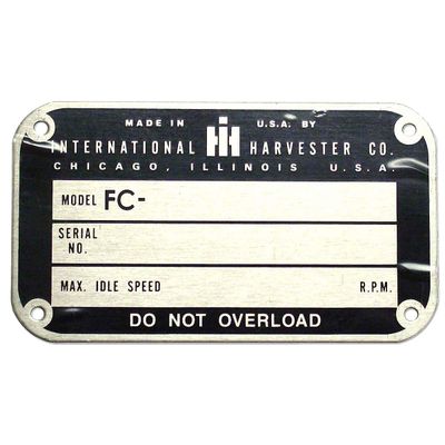 Later Style Serial Number Tag (1950 And Up) IHS289BFC