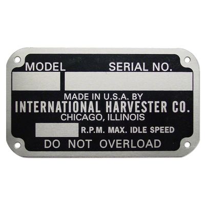 Early Style Serial Number Tag (1939-1949) IHS289A