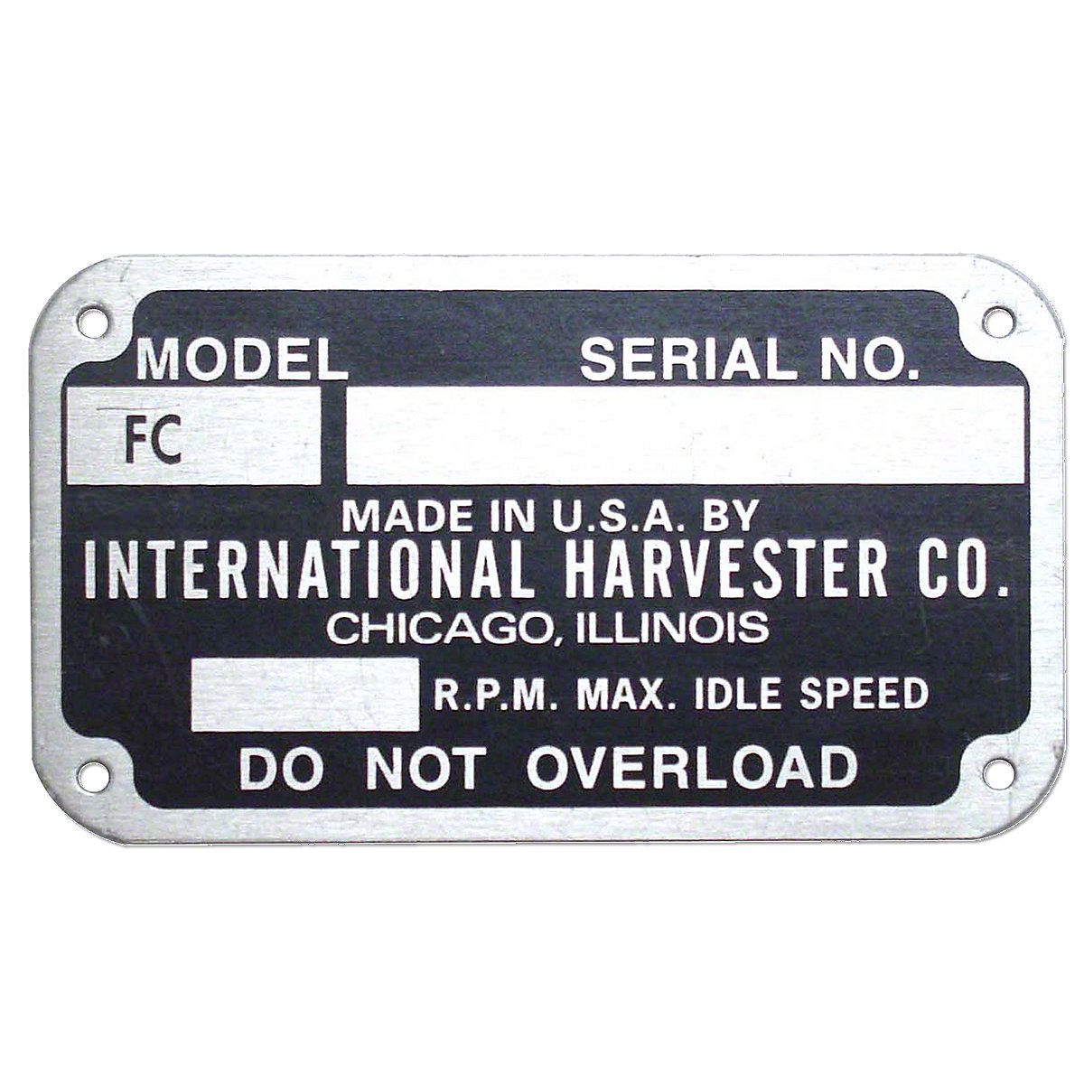 Early Style Serial Number Tag (1948-1949) IHS289AFC