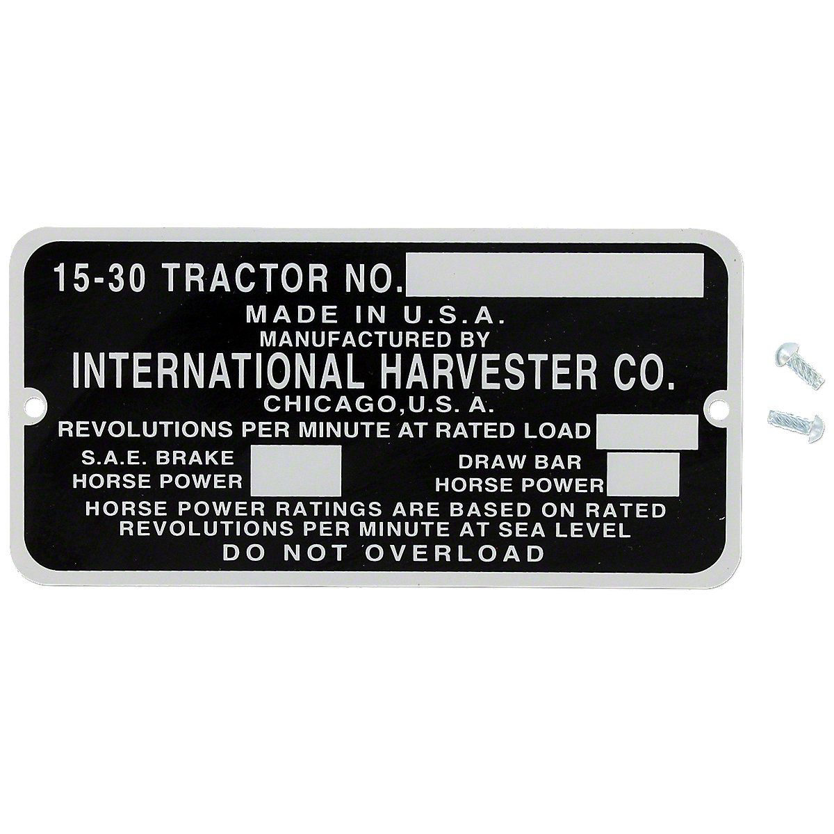 Serial Number Plate IHS757