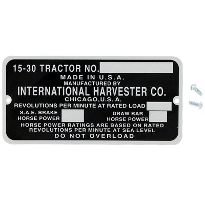 Serial Number Plate IHS757