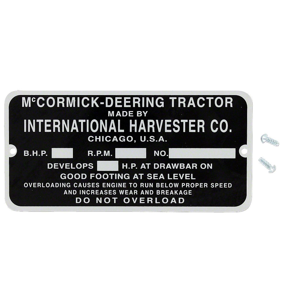 Serial Number Plate IHS764