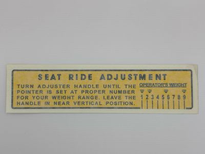 Seat Ride Adjustment Decal-Yellow