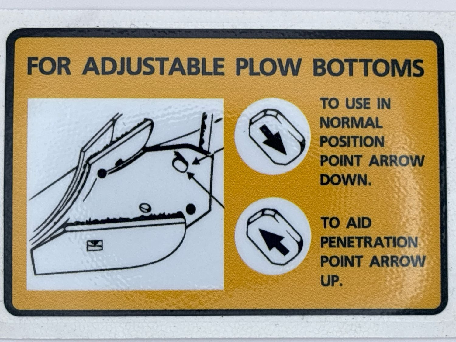 Adjustable Plow Bottoms Decal-Yellow