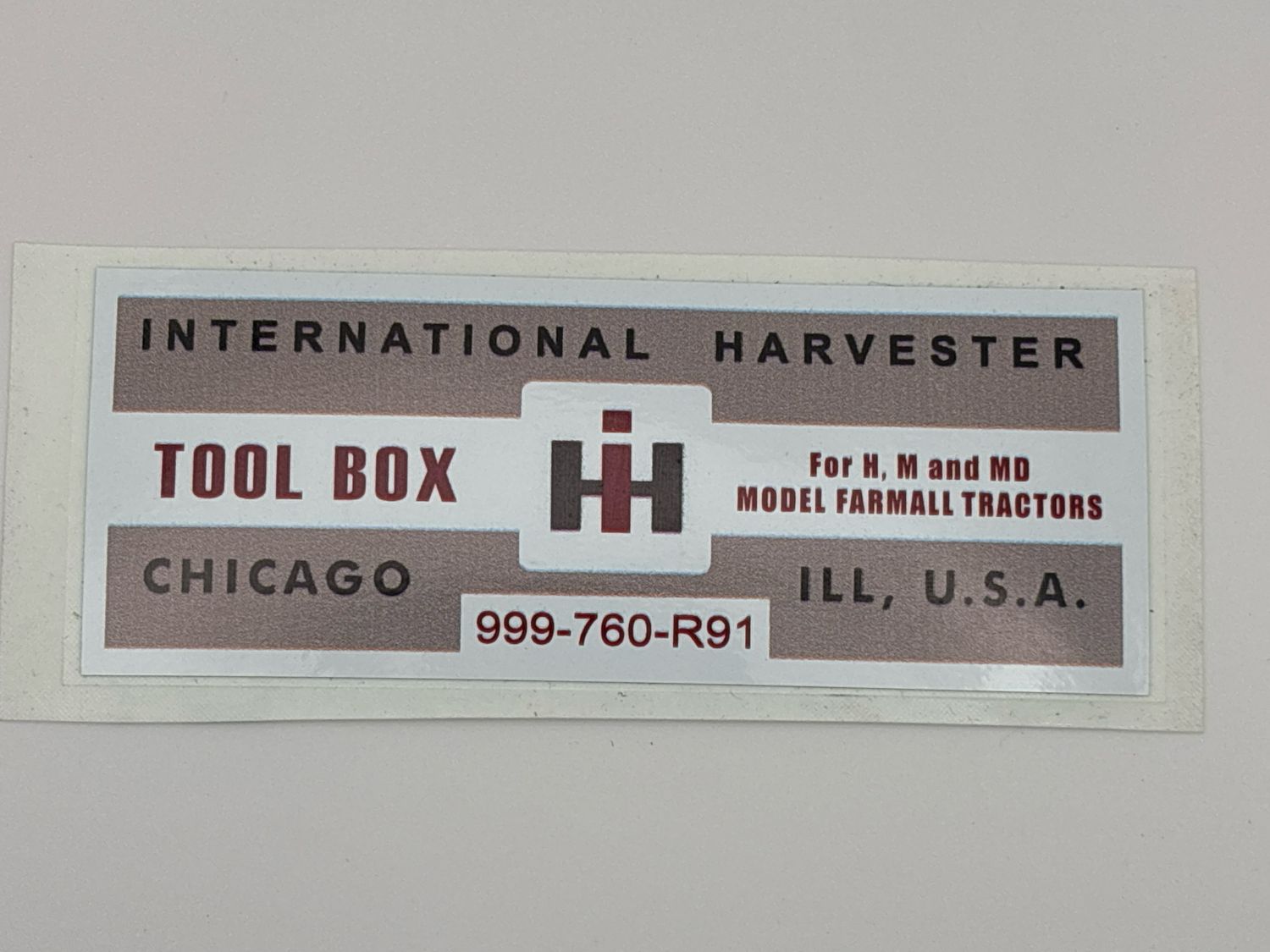 International Harvester Tool Box Decal