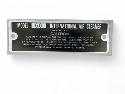 Model 60 International Air Cleaner Decal