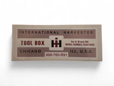 International Harvester Tool Box Decal