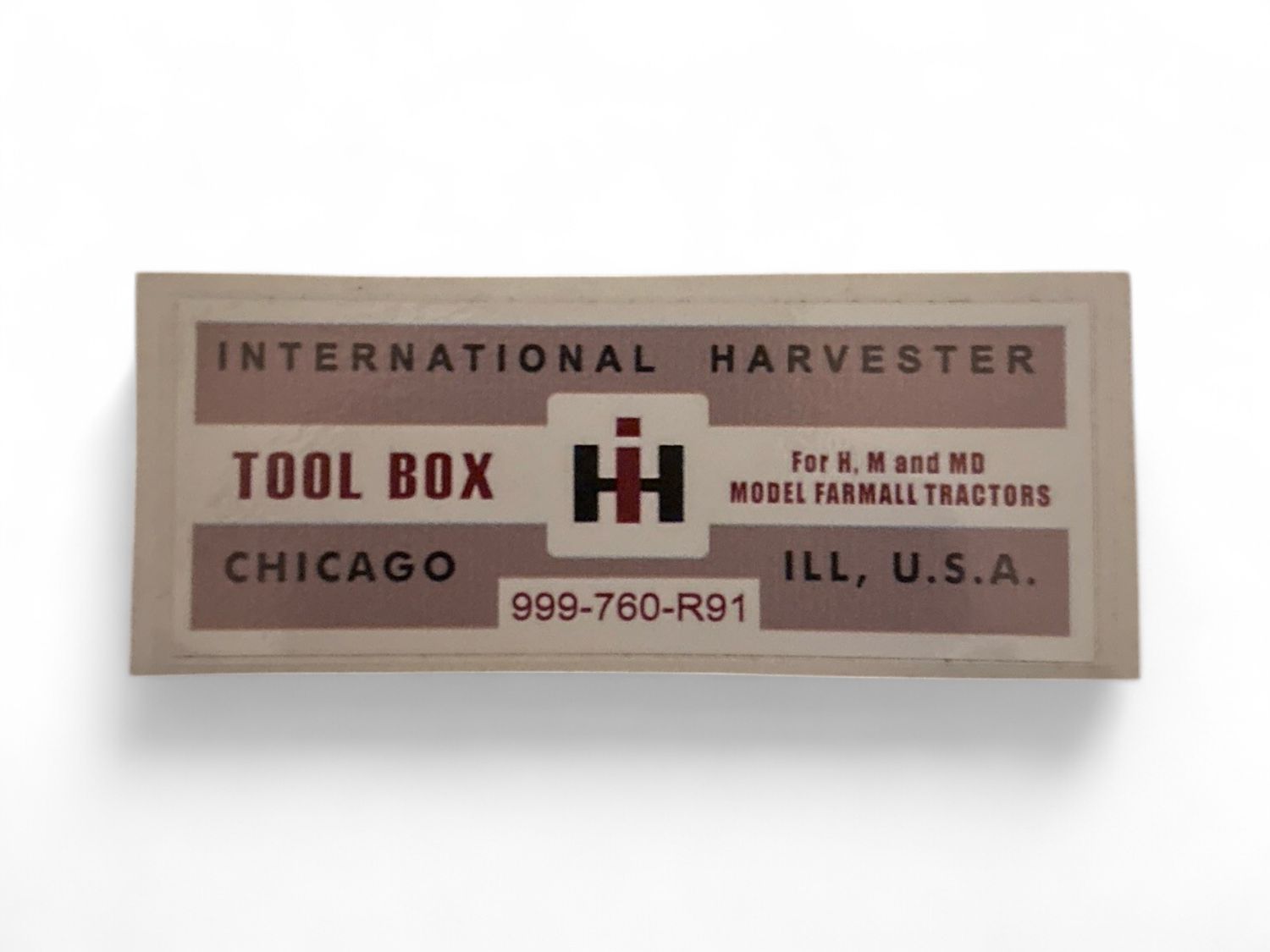 International Harvester Tool Box Decal