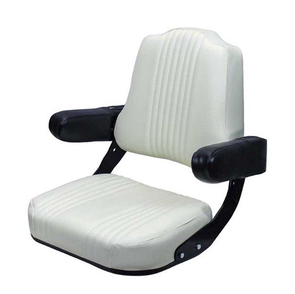 IH 56/66 Original Seat  Assembly | Pleated Cream Vinyl -White Tombstone