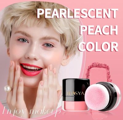 ROUSE Face Blush Powder Makeup Soft Mushroom Blush for Cheeks Long Lasting Makeup Powder Highlight - Shimmery Finish (Peach Color)