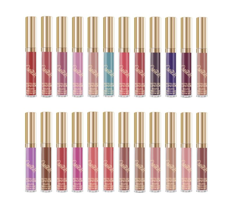 24 Colors Matte Velvety Liquid Lipsticks, Waterproof Long Lasting Non-Stick Cup Liquid Lipgloss Beauty, Get Your One. Each $3