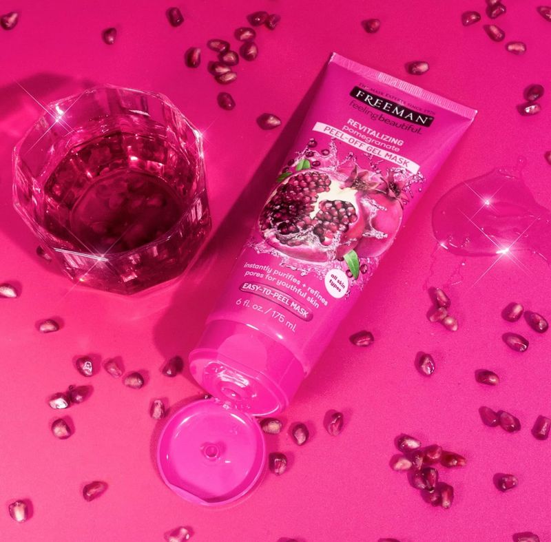 Freeman Cleansing Pomegranate Peel-Off Gel Facial Mask, Shrinks Pores, Purifies Skin, Made With 8 Different Antioxidants, Protects Skin, Cruelty-Free Skincare, 6 fl. oz./ 175 mL Tubes