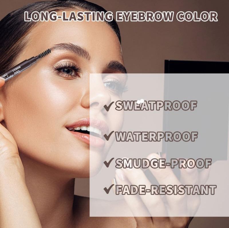 Retractable Eyebrow Pencil with Brow Brush, Professional Eyebrow Shaping and Filling Pencil for Women Eye-Makeup, Easy to Color, Waterproof Long-lasting
