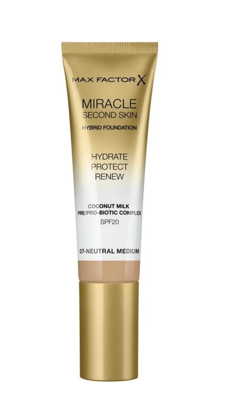 Max Factor Miracle Second Skin Foundation SPF 20-07 Neutral Medium Foundation Women 1.01 oz /28.6mL