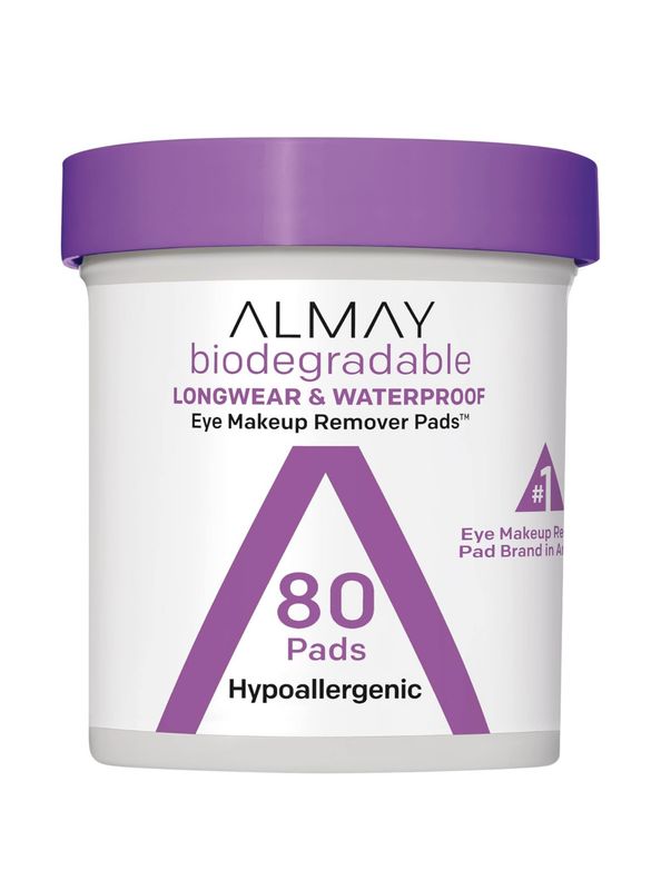 Almay Biodegradable Makeup Remover Pads, Longwear &amp; Waterproof, Hypoallergenic, Fragrance-Free, Dermatologist &amp; Ophthalmologist Tested, 80 count
