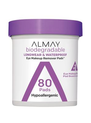 Almay Biodegradable Makeup Remover Pads, Longwear &amp; Waterproof, Hypoallergenic, Fragrance-Free, Dermatologist &amp; Ophthalmologist Tested, 80 count