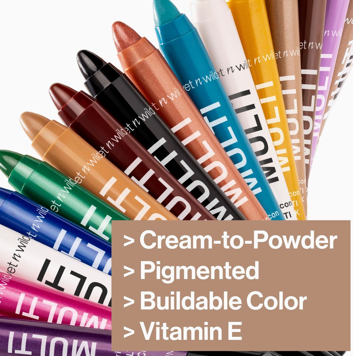 wet n wild Color Icon Cream Eyeliner Eyeshadow Multi-Stick, Moisturizing, Nourishing Velvety Cream-to-Powder Buildable &amp; Blendable Formula, Cruelty-Free &amp; Vegan - Ros-I-Locks, Champagne, Nude Brown.