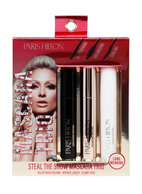 Paris Hilton Steal The Show Mascara Trio - Clump-Free Black Mascara - Long Wearing Lengthening, Volumizing, Curling Mascara - Gifts 🎁 for Women