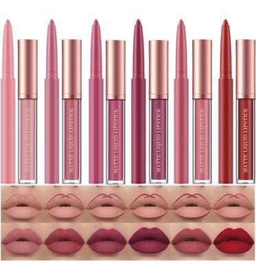 BestLand 12Pcs Matte Liquid Lipstick + Lip Liner Pens Set, One Step Lips Makeup Sets Pigment Velvety Nude Lip Stain Waterproof Long Wear Lip Gloss Make up, Perfect Gift 🎁 Set