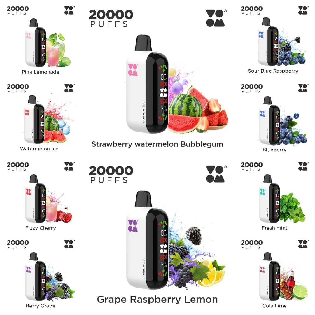 VOOM COBBLE Simply Superior Rich 20000 Puffs 50mg/ml 5% Nic Salt In 10 New  Flavours