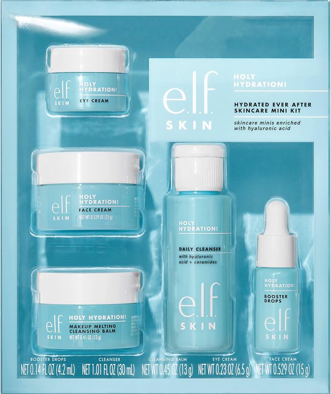 e.l.f. SKIN Hydrated Ever Skincare Mini Kit, One Month Full Treatment Including: Cleanser, Makeup Remover, Moisturiser &amp; Eye Cream For Hydrating Skin, Perfect Travel Size