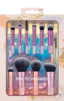 RT, Real Techniques 11 Piece Travel Fantasy Mini Brush Set, Travel Size Makeup Brushes For Foundation Eyeshadow, Powder, Blush, Contour, &amp; Concealer, Makeup Bag Included, Gift Set, Perfect Gift 🎁