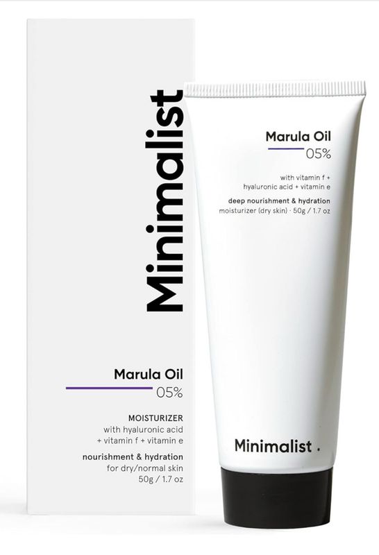 Minimalist Marula Oil 5% Face Moisturizer For Dry Skin With Hyaluronic Acid For Deep Nourishment &amp; Hydration, 1.76 Oz / 50 mL