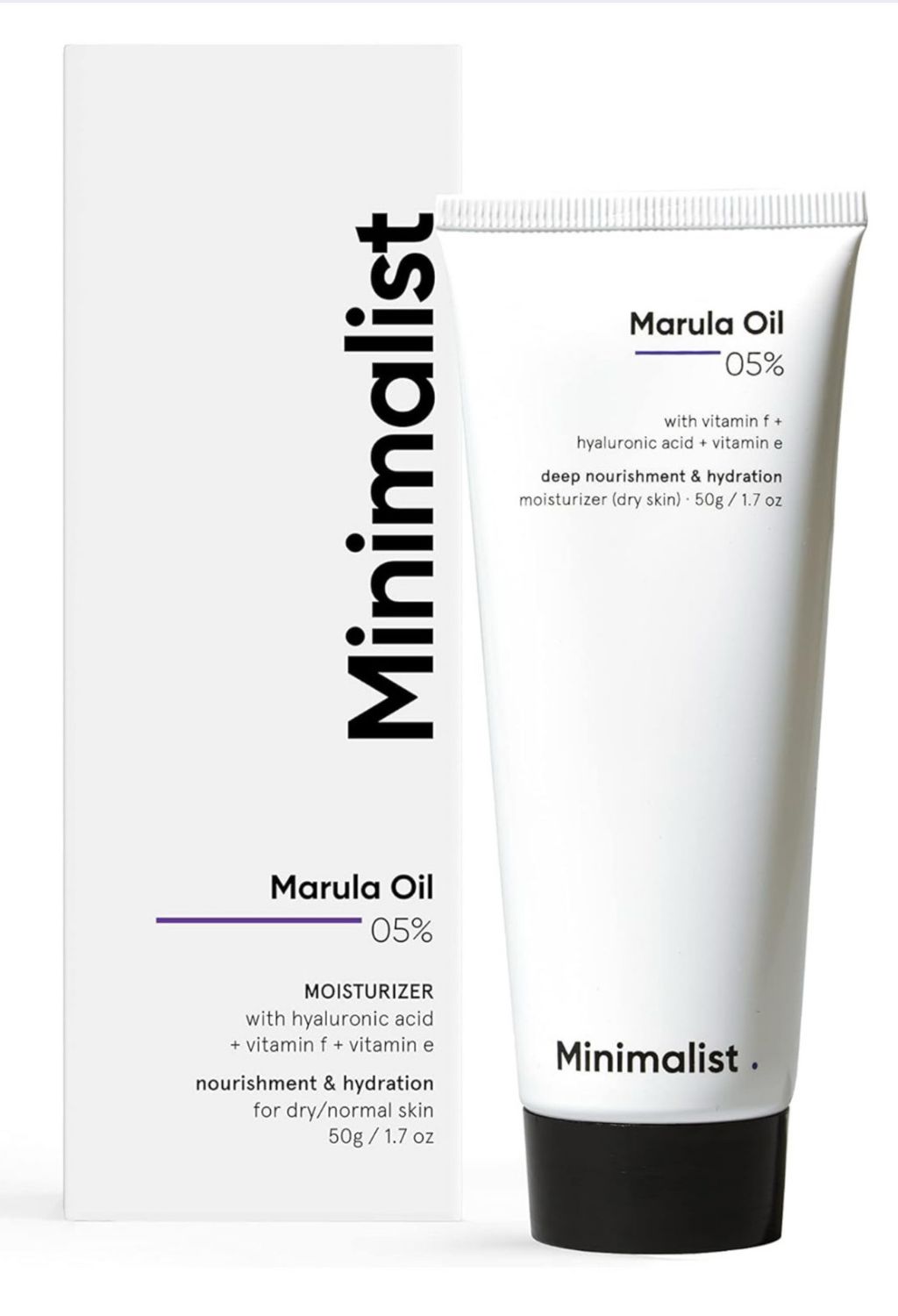 Minimalist Marula Oil 5% Face Moisturizer For Dry Skin With Hyaluronic Acid For Deep Nourishment &amp; Hydration, 1.76 Oz / 50 mL