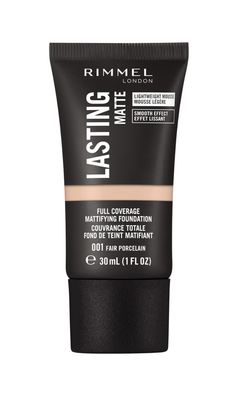 Rimmel Lasting Matte Full Coverage Light-weight Foundation 30ml, 001 Fair Porcelain, 0.5 Alabaster