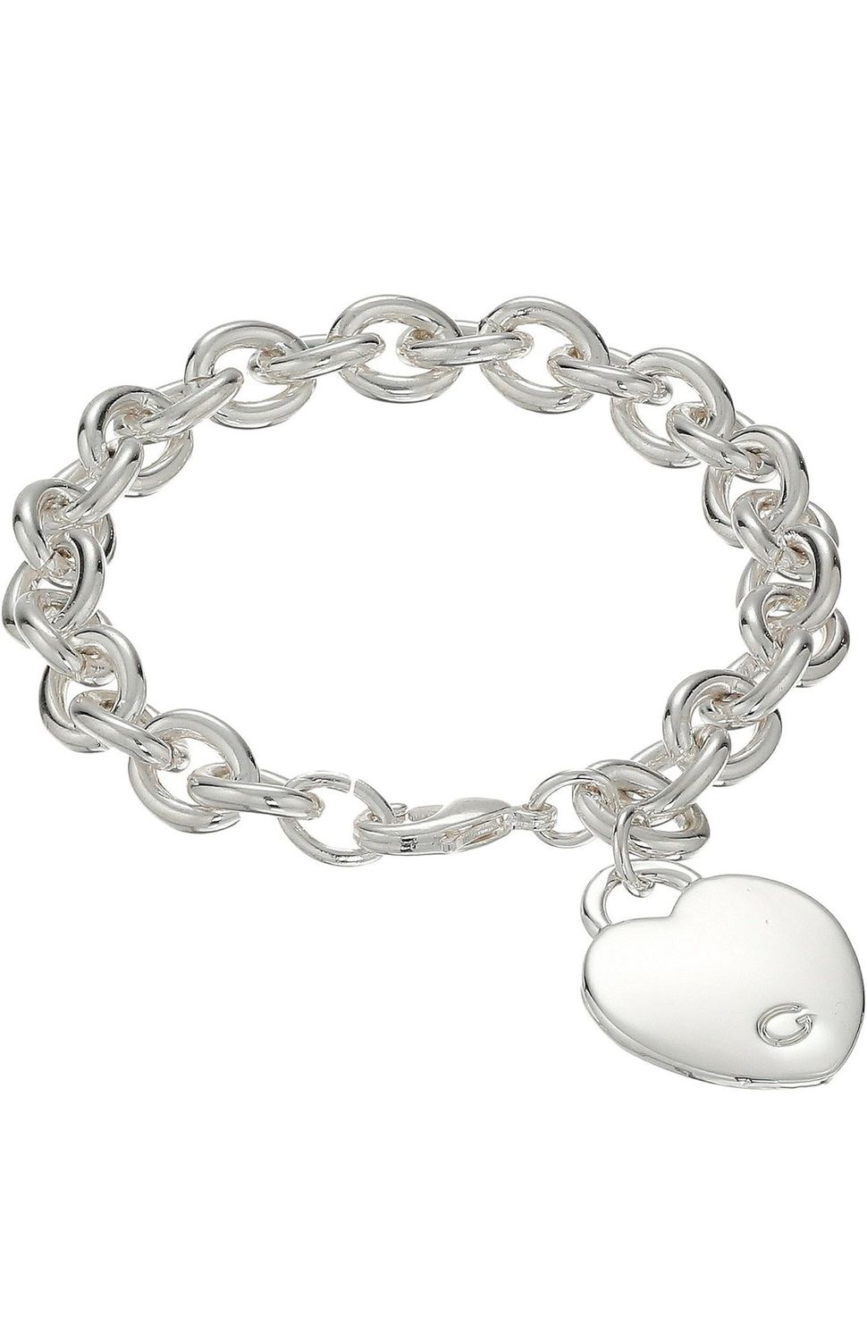 GUESS &quot;Basic&quot; G Logo Heart Link Bracelet