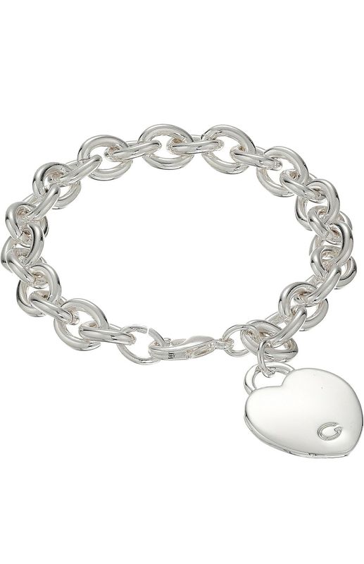 GUESS &quot;Basic&quot; G Logo Heart Link Bracelet
