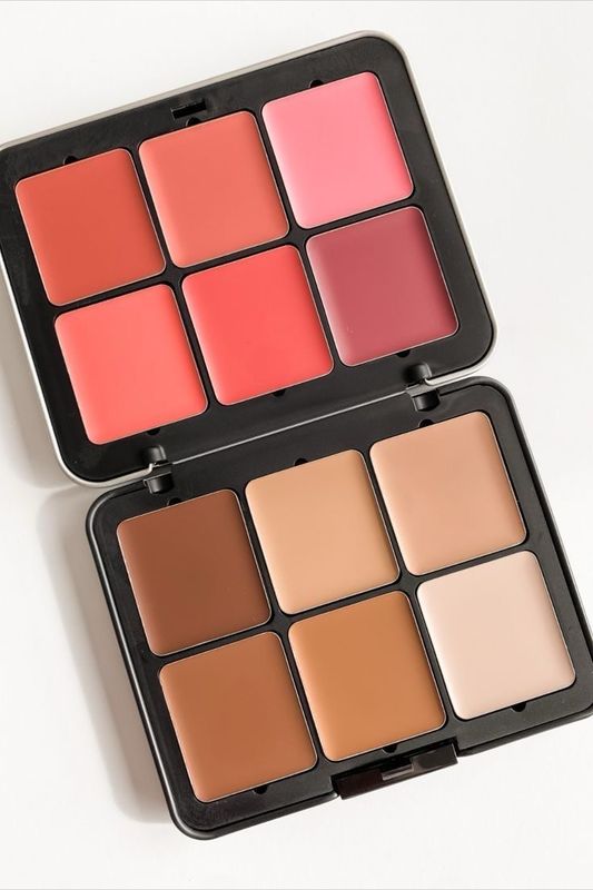12 Colors Cream Blush Palette, Color Correcting Concealer Foundation Palette, Long Wearing Smudge Proof Blendable Matte Finish Blush Powder Highlighter and Cream Contour Palette Makeup (01)(02)