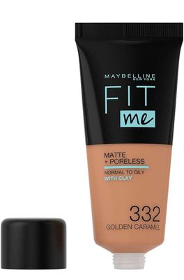 Fit Me Foundation, Matte &amp; Poreless, Full Coverage Blendable Normal to Oily Skin • 332 Golden Caramel • 18 mL