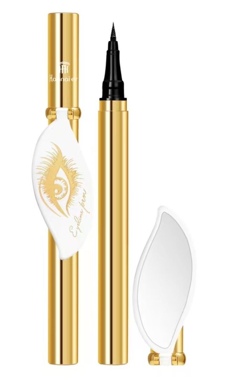 Hannaier Luxury Mirror With Smooth And Smooth Liquid Eyeliner Pen, Black, 2 mL