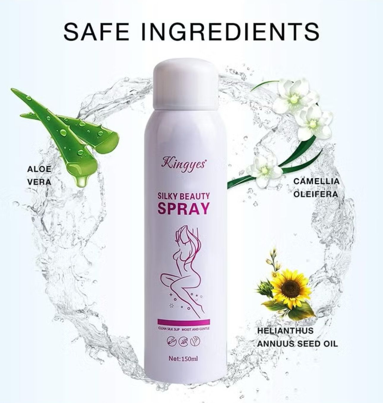 Kingyes Silky Beauty Hair Removal Spray - Removes hair from the roots - Permanent hair removal without side effects - Hand and foot hair remover - 150 mL