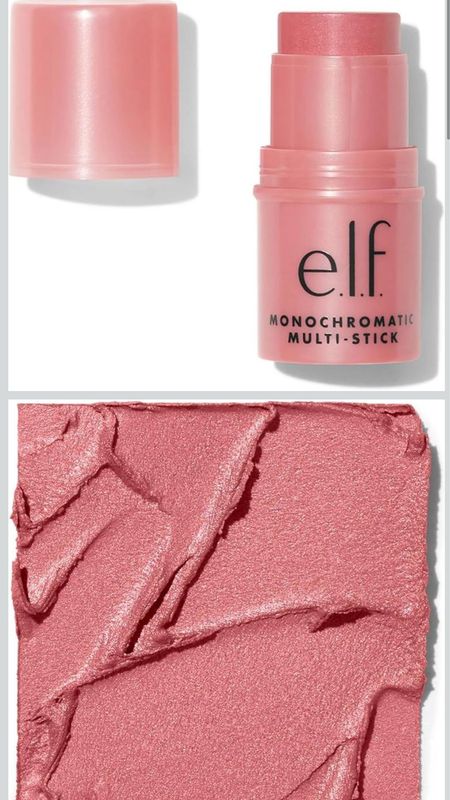 e.l.f. Monochromatic Multi Stick, Luxuriously Creamy &amp; Blendable Color, For Eyes, Lips &amp; Cheeks With Golden Shimmer 0.155 Oz (4.4g) Dazzling Peony