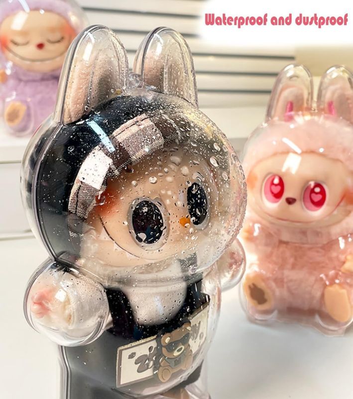 Transparent Protective Case Compatible Labubu Protective Case Display Box Keychain Storage Box (Labu-1) For Labubu Macarons V1 (Doll Not Included)