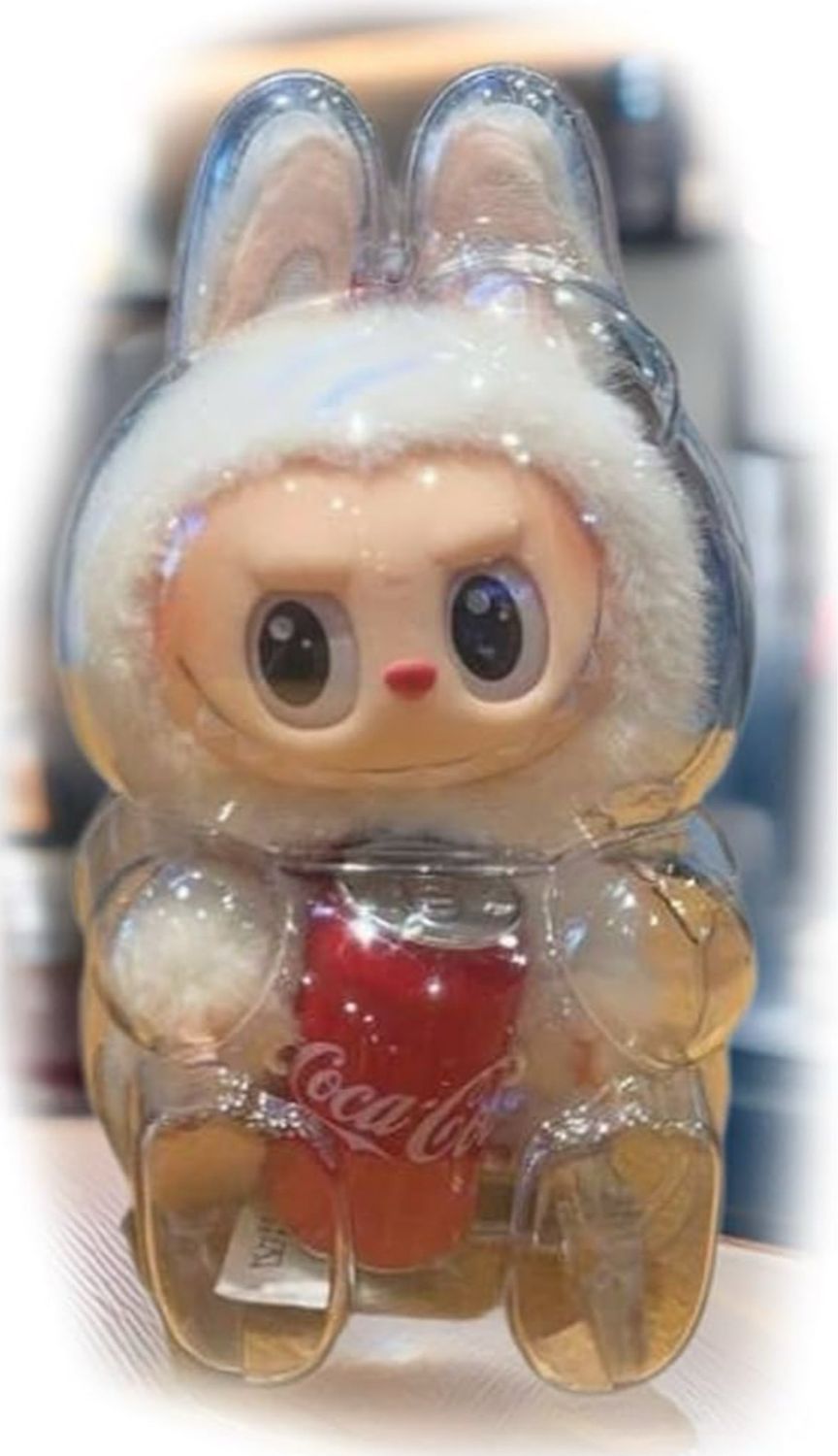 Transparent Protective Case Compatible Labubu Protective Case Display Box Keychain Storage Box (Labu-CO -2) For Labubu Coca Cola Series CO2 (Doll Not Included)