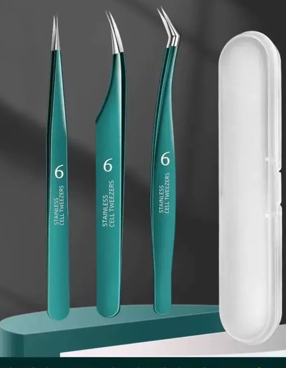 Tweezers Pointy For Lashes Application Set of 3