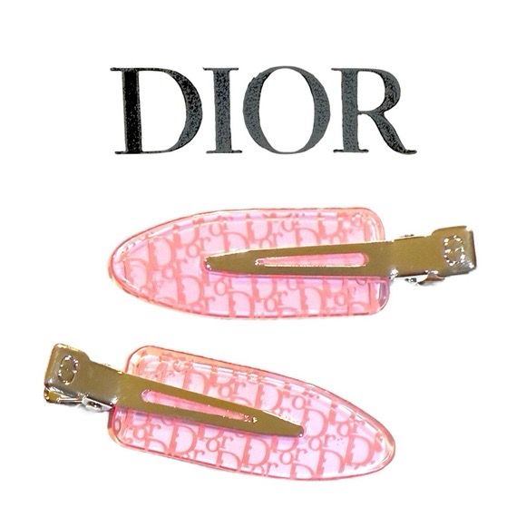 Dior Set of 2 Hairpins Pink Hair Clips GWP VIP Gift 100% Genuine Dior Beauté (CHRISTIAN DIOR VIP GWP Gift Pink Backstage Hair Clip Hair Slide X 2)