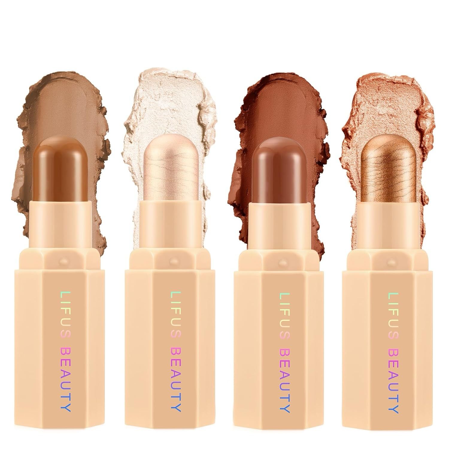 Face Cream Contour Stick Bronzer Stick Highlighter Stick Illuminator Makeup Glow Kit,Long Lasting Highly Piamented Skin Brighten Shadow Contour Bronzer Highlighter Powder Pen Penci