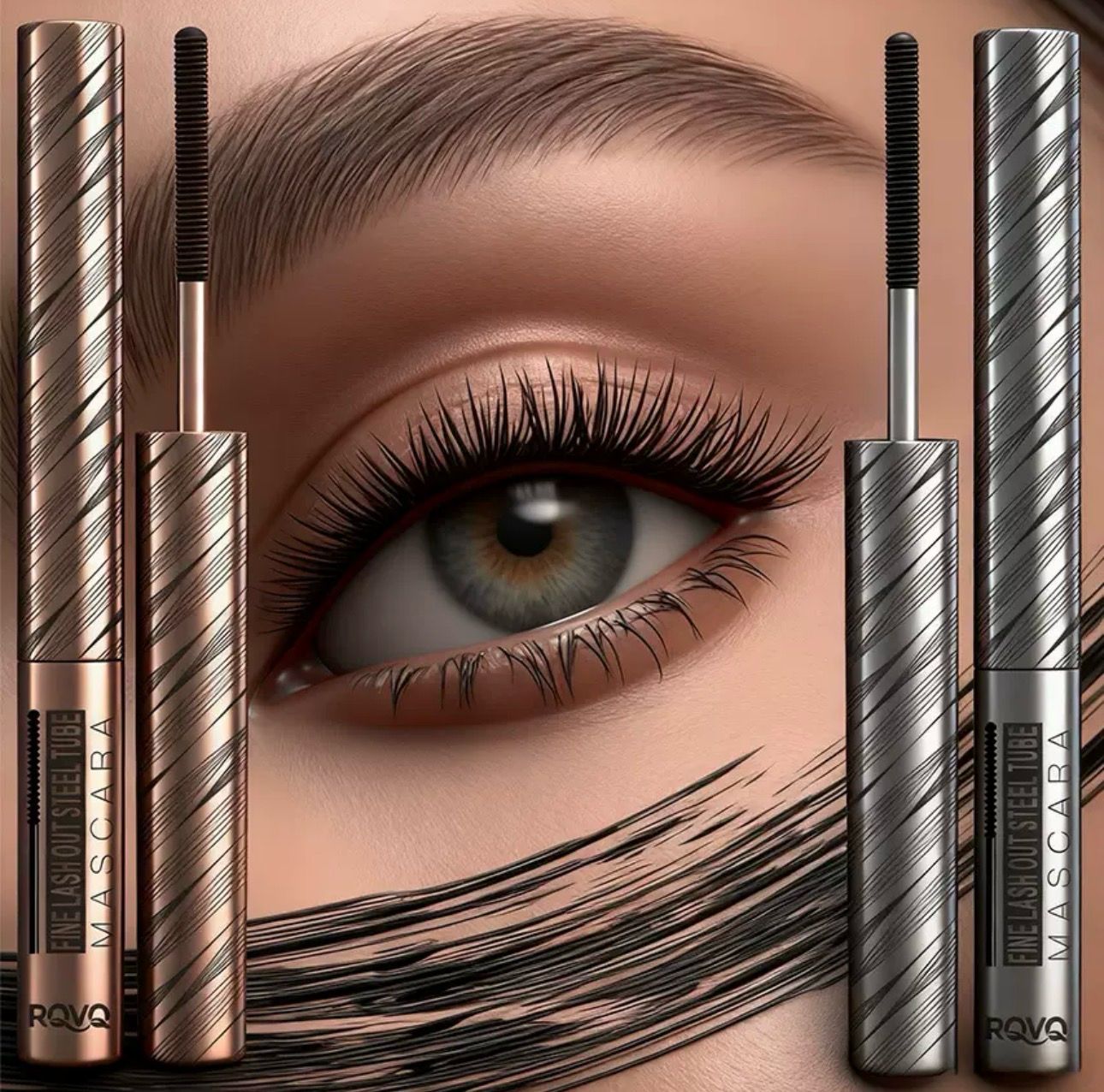 2026 New Metal Wand Mascara, Waterproof Iron Mascara Wands Volume and Length, Brushless Mascaras Tubular Eyelash Primer, Long Curling, Natural, Non-smudged (Black)