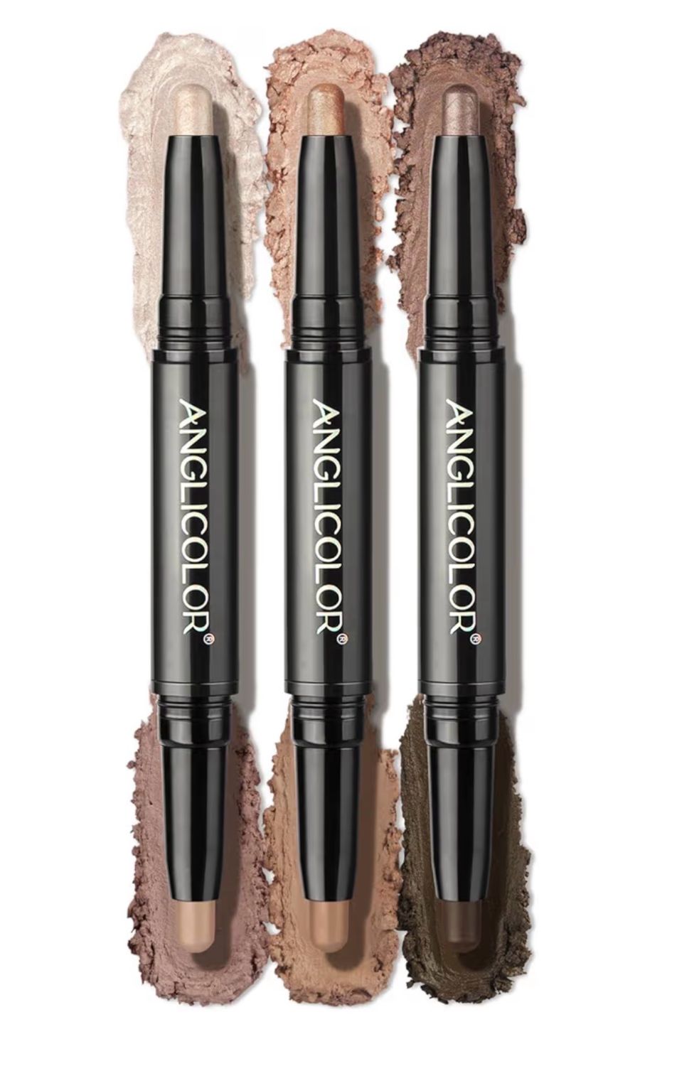 Anglicolor Eye Shadow Stick,Pearlescent Matte Dual Color Cream Eyeshadow Stick,Shimmer Highlighter Long Lasting Waterproof,Highly Pigmented Colour, (02 Golden pink shimmer/taupe)