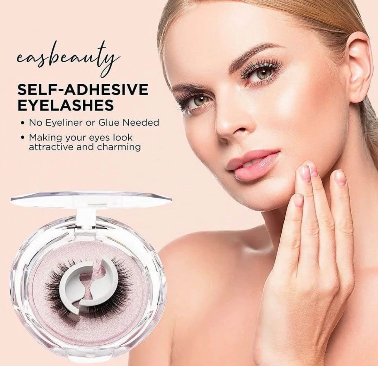 Lashes Reusable, Organic, Self Adhesive One Pair With Double Adhesive Strip, Long lasting, Lightweight, High Quality &amp; Performance, Second Generation Improved Lashes, Available In 3 Designs.