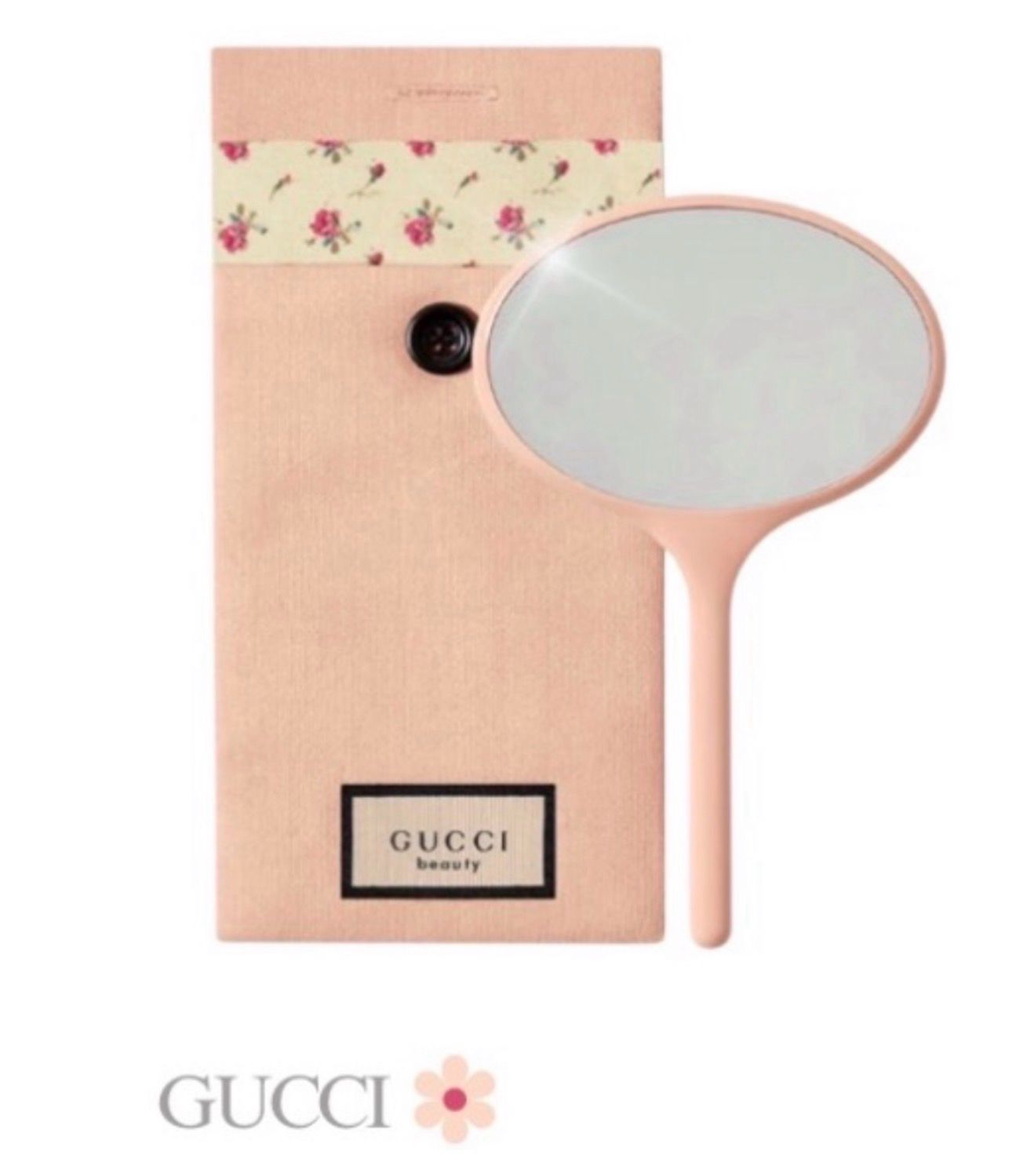 GUCCI Stylish Hand Mirror. Comes With a Matching Pouch. Ideal for Quick Touch-ups.